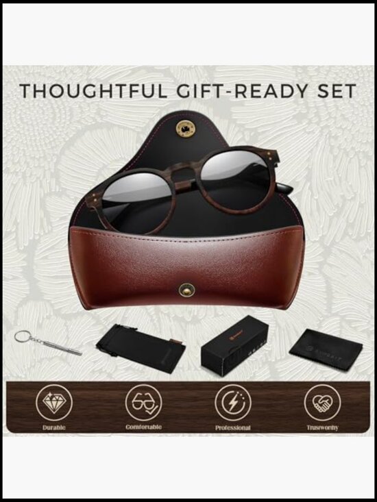Classic Round Polarized Wooden Sunglasses UV400